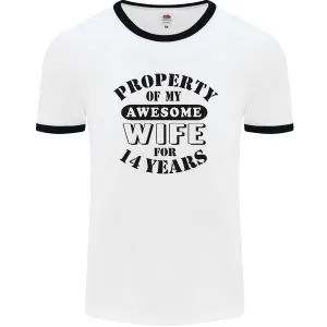 14th Wedding Anniversary 14 Year Funny Wife Mens Ringer T-Shirt
