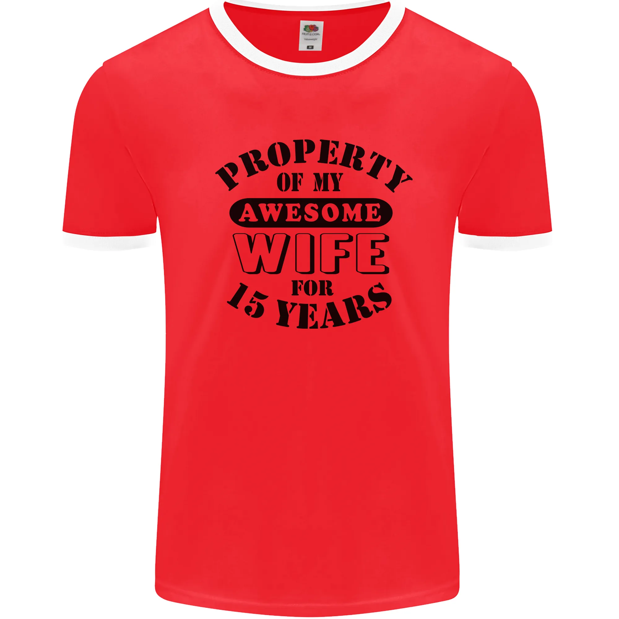 15th Wedding Anniversary 15 Year Funny Wife Mens Ringer T-Shirt