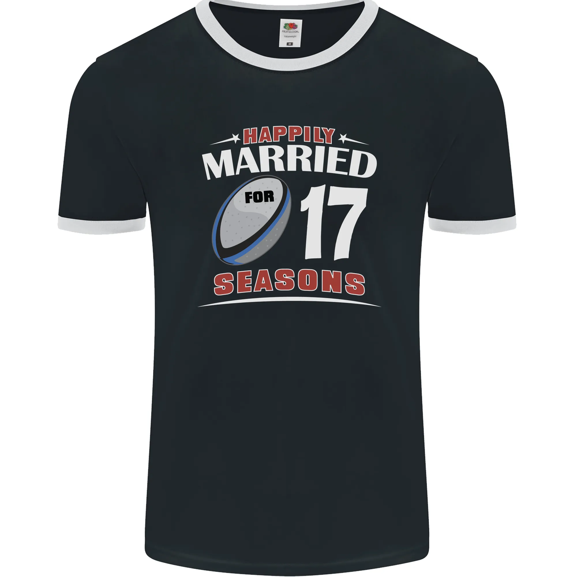 17 Year Wedding Anniversary 17th Rugby Mens Ringer T-Shirt FotL