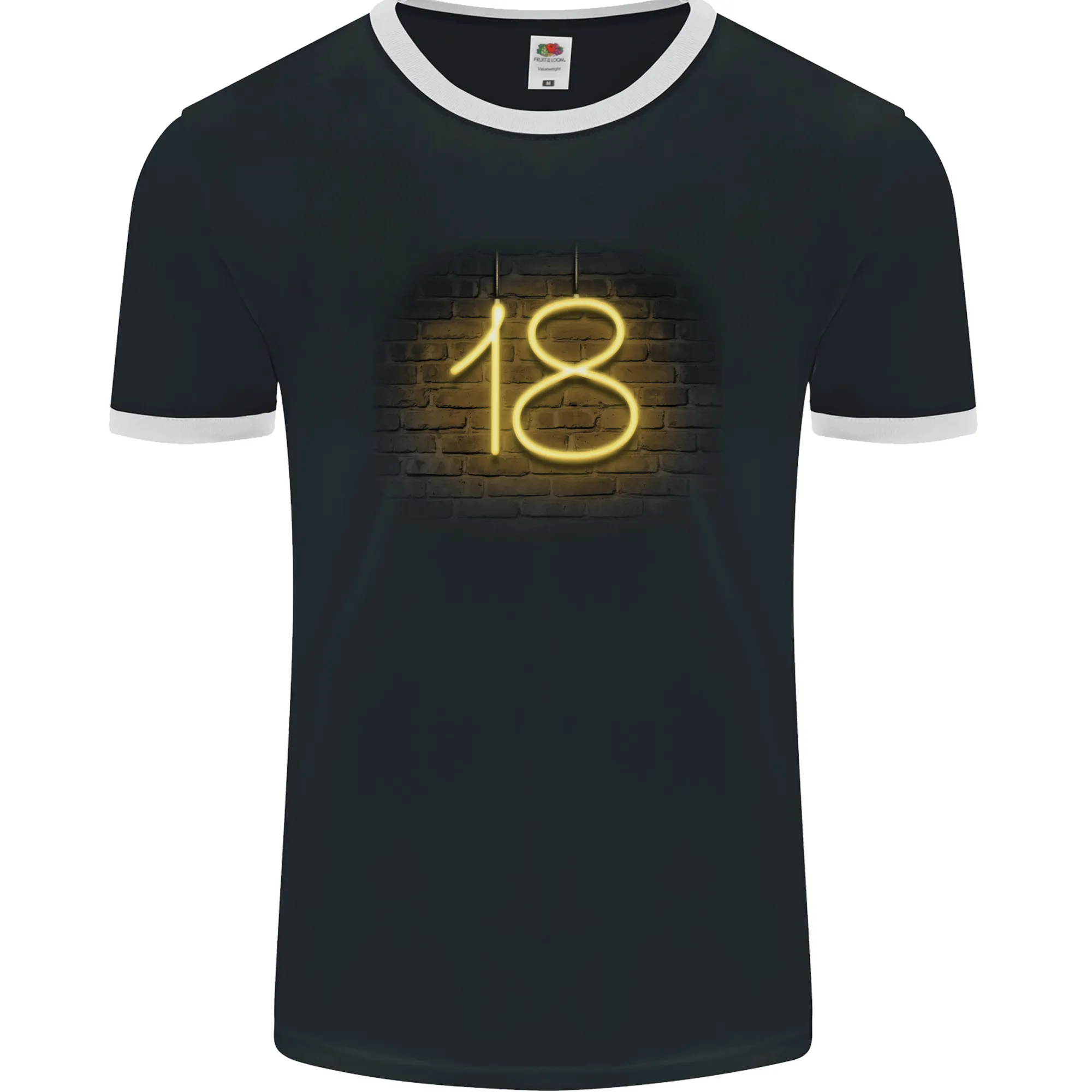 18th Birthday Neon Lights 18 Year Old Mens Ringer T-Shirt FotL