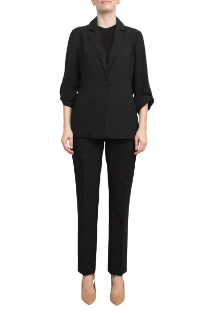 Adrianna Papell Sport Collar Neck One Button 3/4 Sleeve Woven Blazer