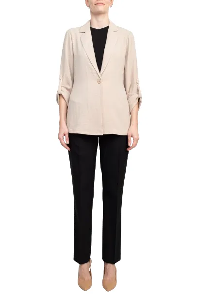 Adrianna Papell Sport Collar Neck One Button 3/4 Sleeve Woven Blazer