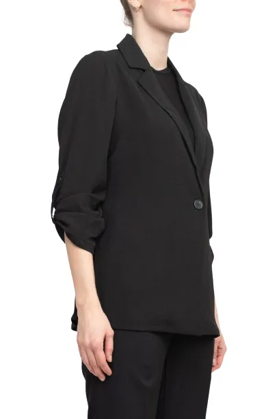 Adrianna Papell Sport Collar Neck One Button 3/4 Sleeve Woven Blazer