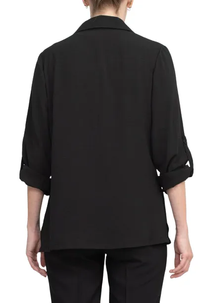 Adrianna Papell Sport Collar Neck One Button 3/4 Sleeve Woven Blazer