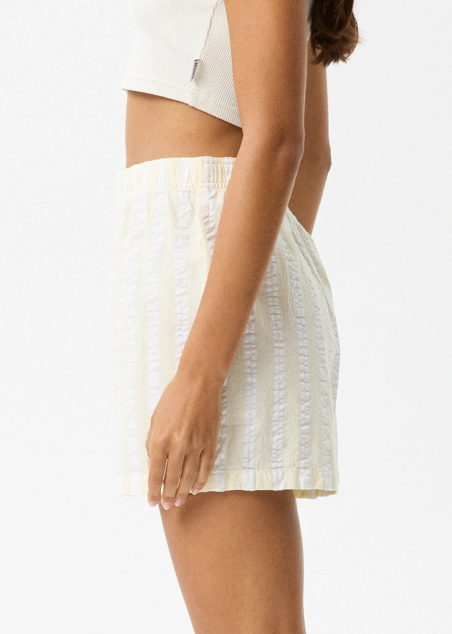 AFENDS Womens Splice - Boxer Shorts - White / Lemongrass