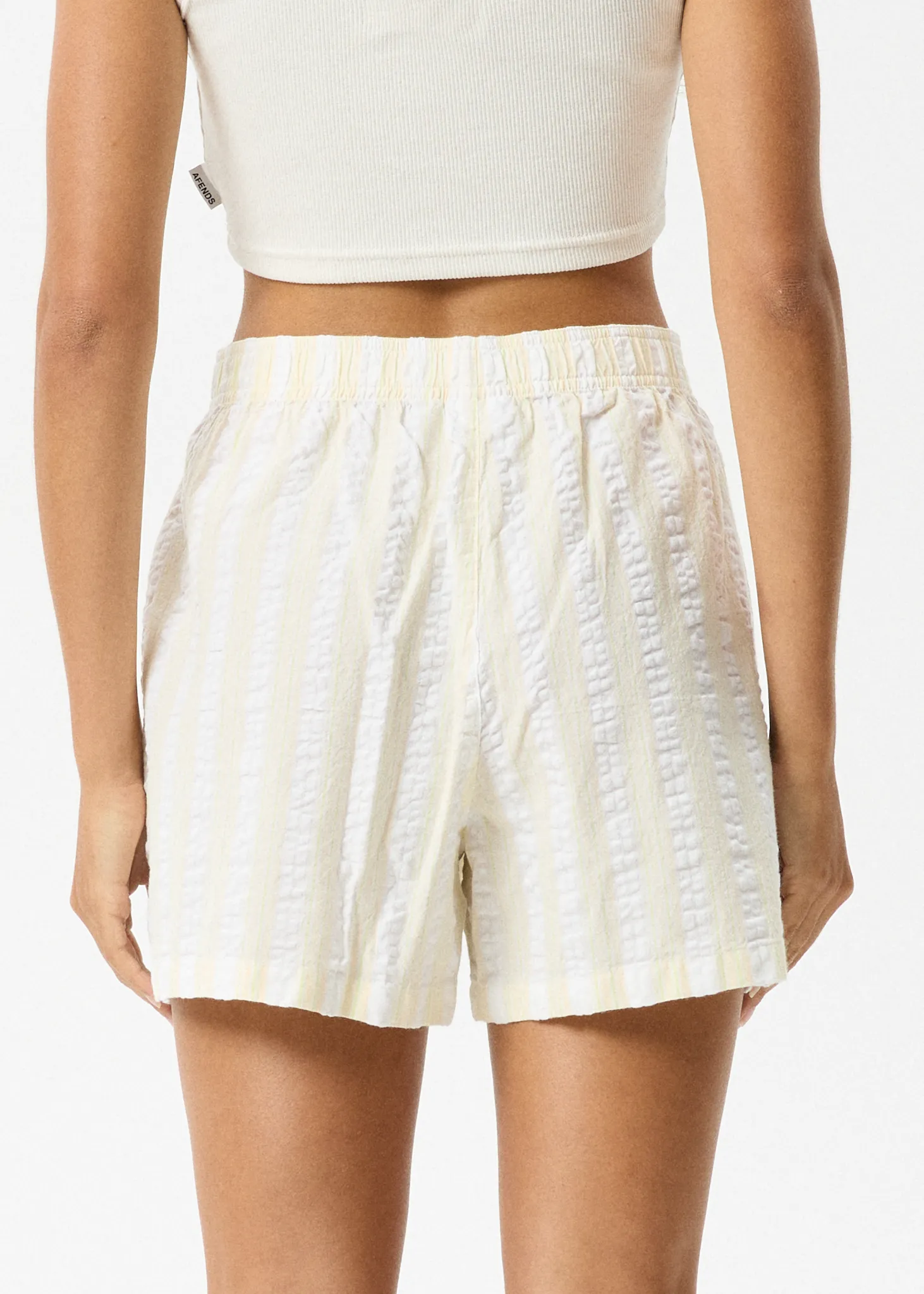 AFENDS Womens Splice - Boxer Shorts - White / Lemongrass