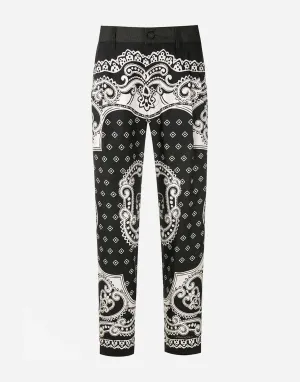 Baroque-Print Cropped Pants