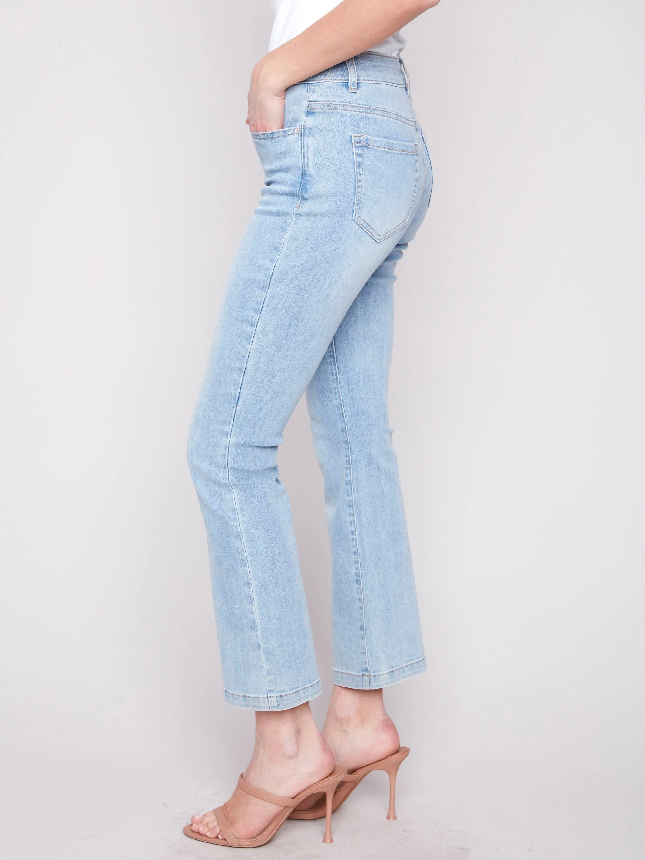 Bootcut Stretch Denim Pants - Light Blue