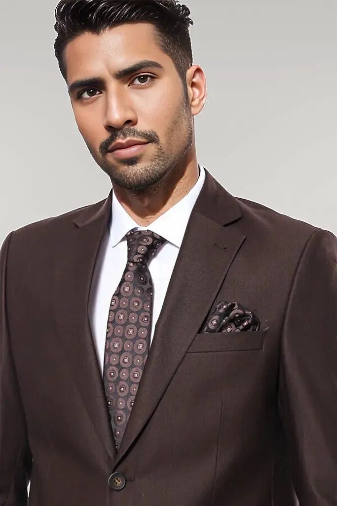 Brown 4 Drop Regular Suit | Wessi