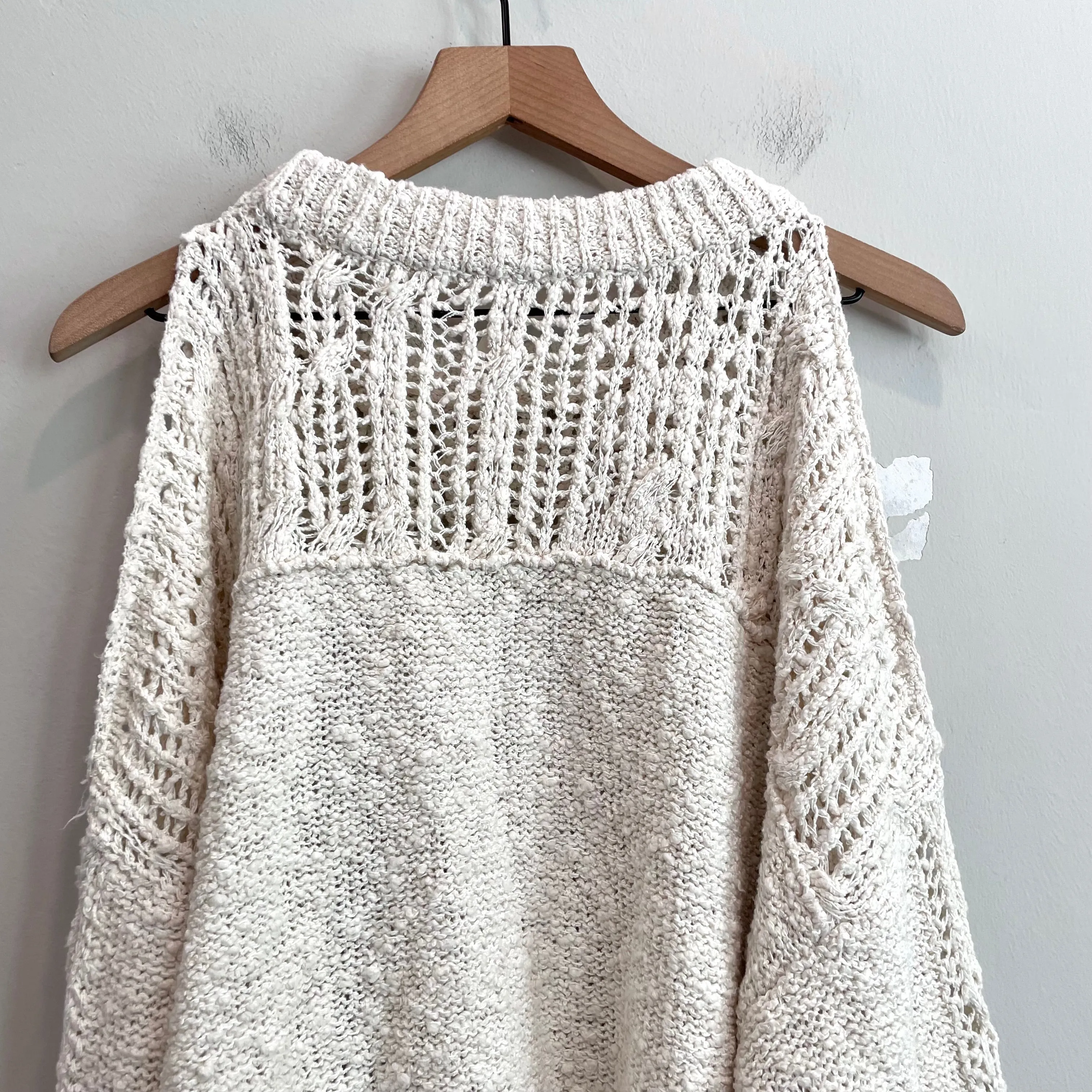 Cold Shoulder Open Knit Chunky Sweater