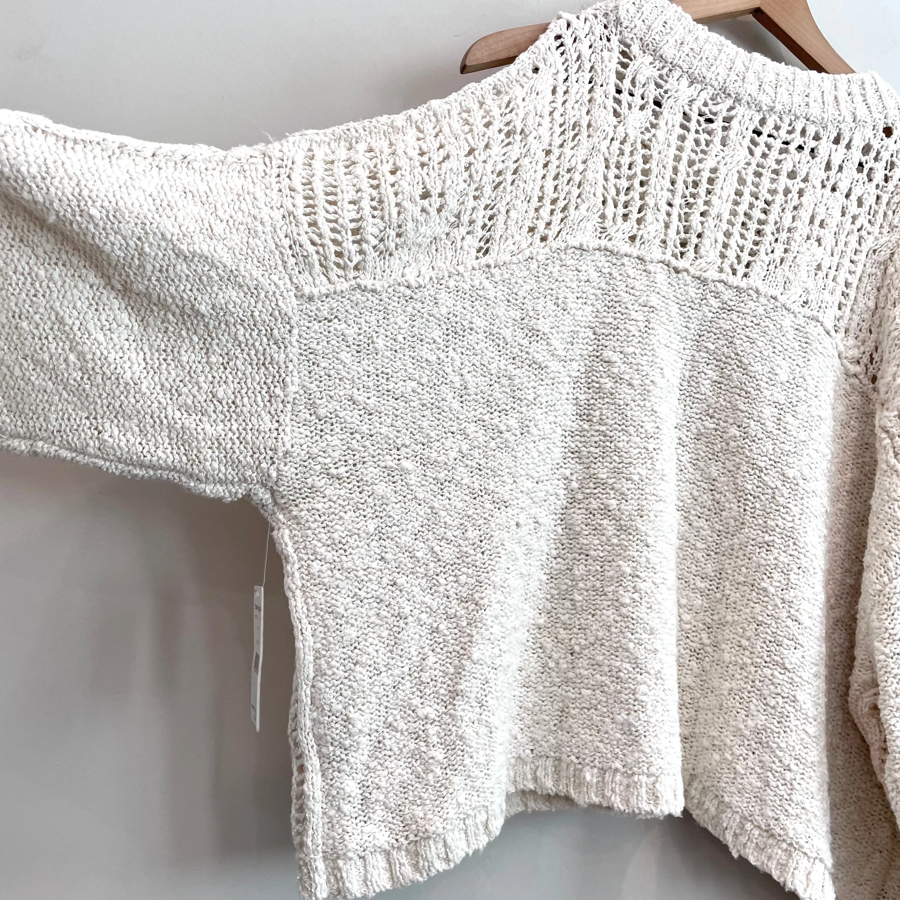 Cold Shoulder Open Knit Chunky Sweater