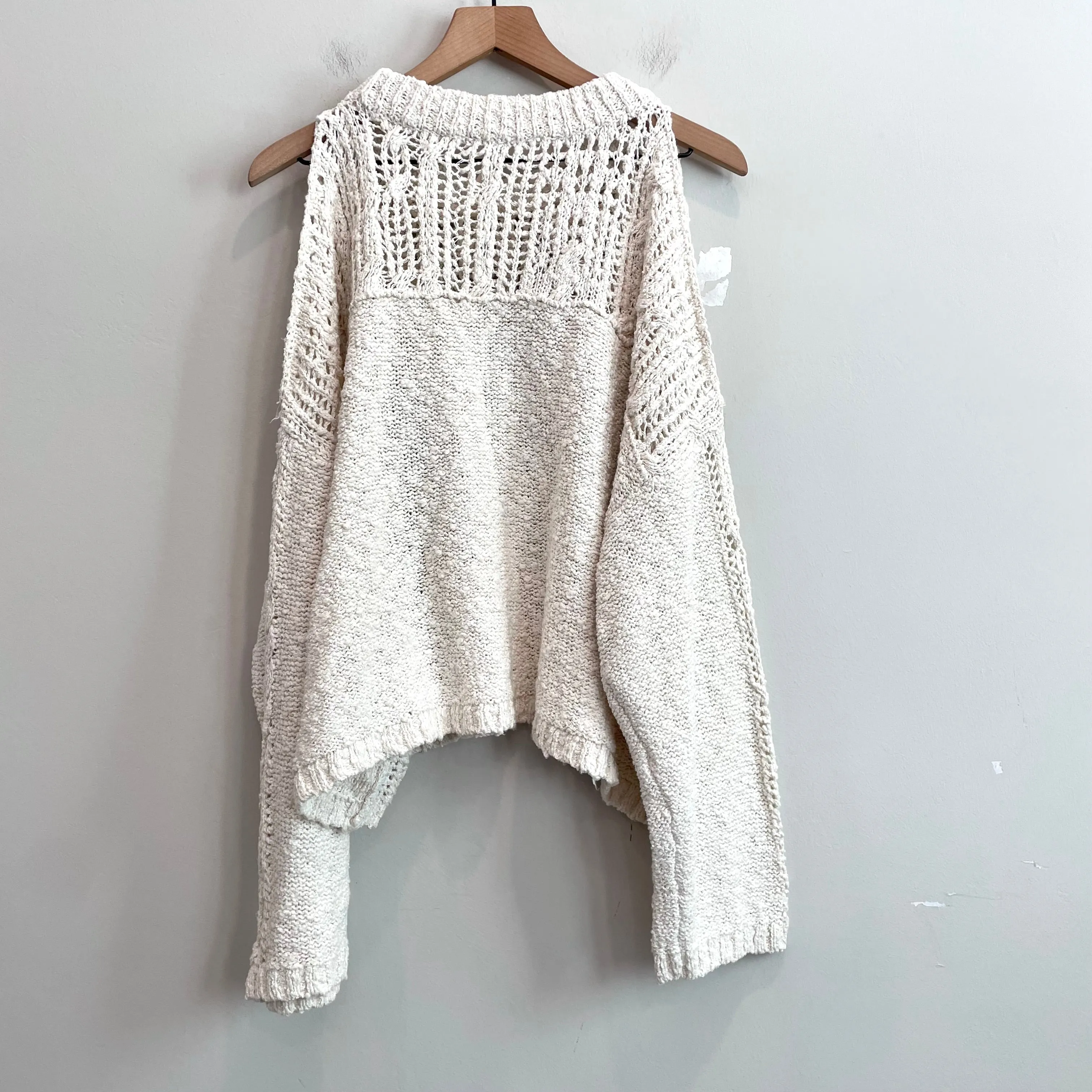 Cold Shoulder Open Knit Chunky Sweater