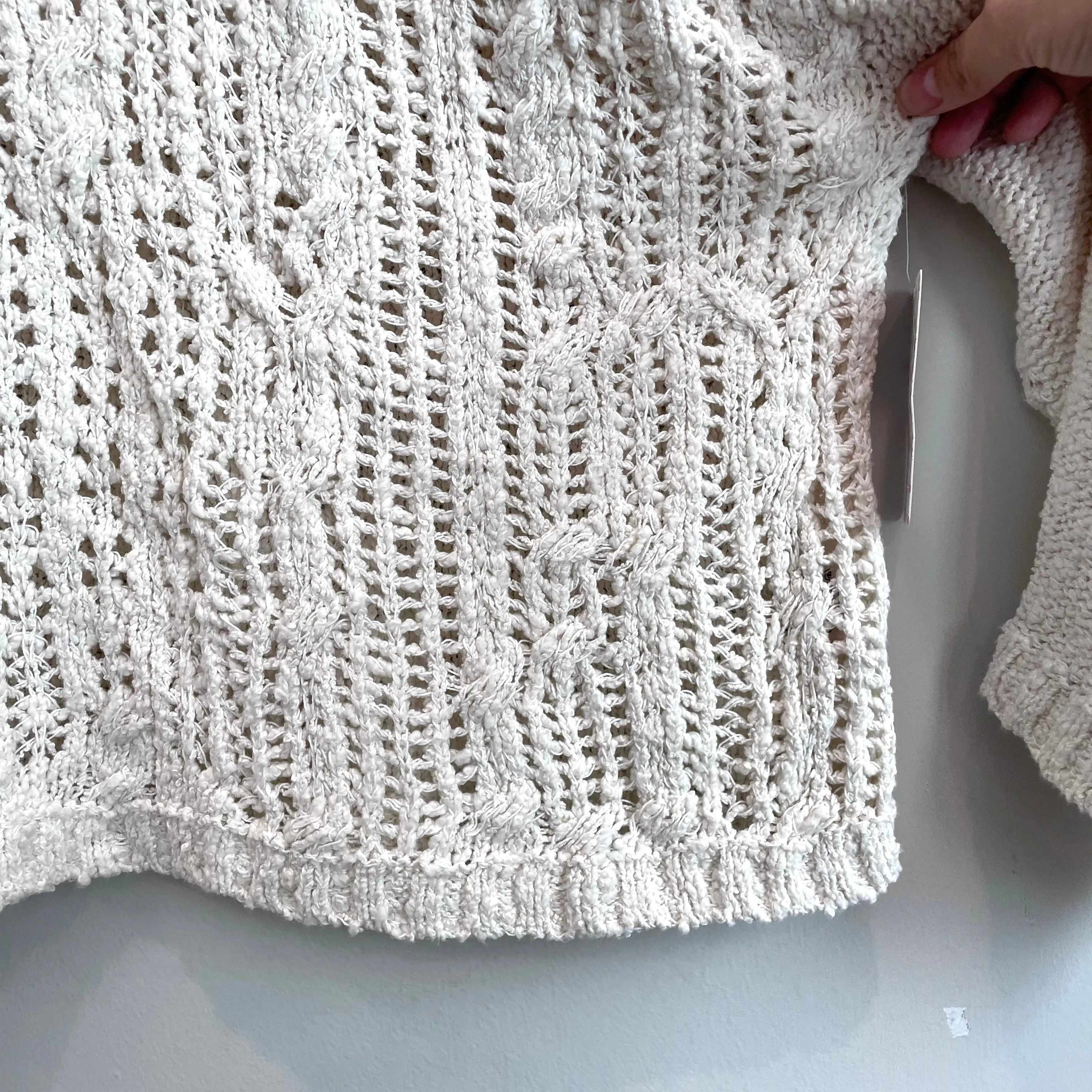 Cold Shoulder Open Knit Chunky Sweater