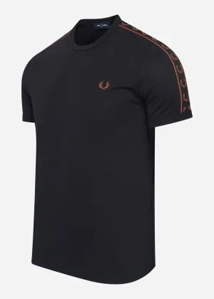 Contrast tape ringer t-shirt - black whisky brown