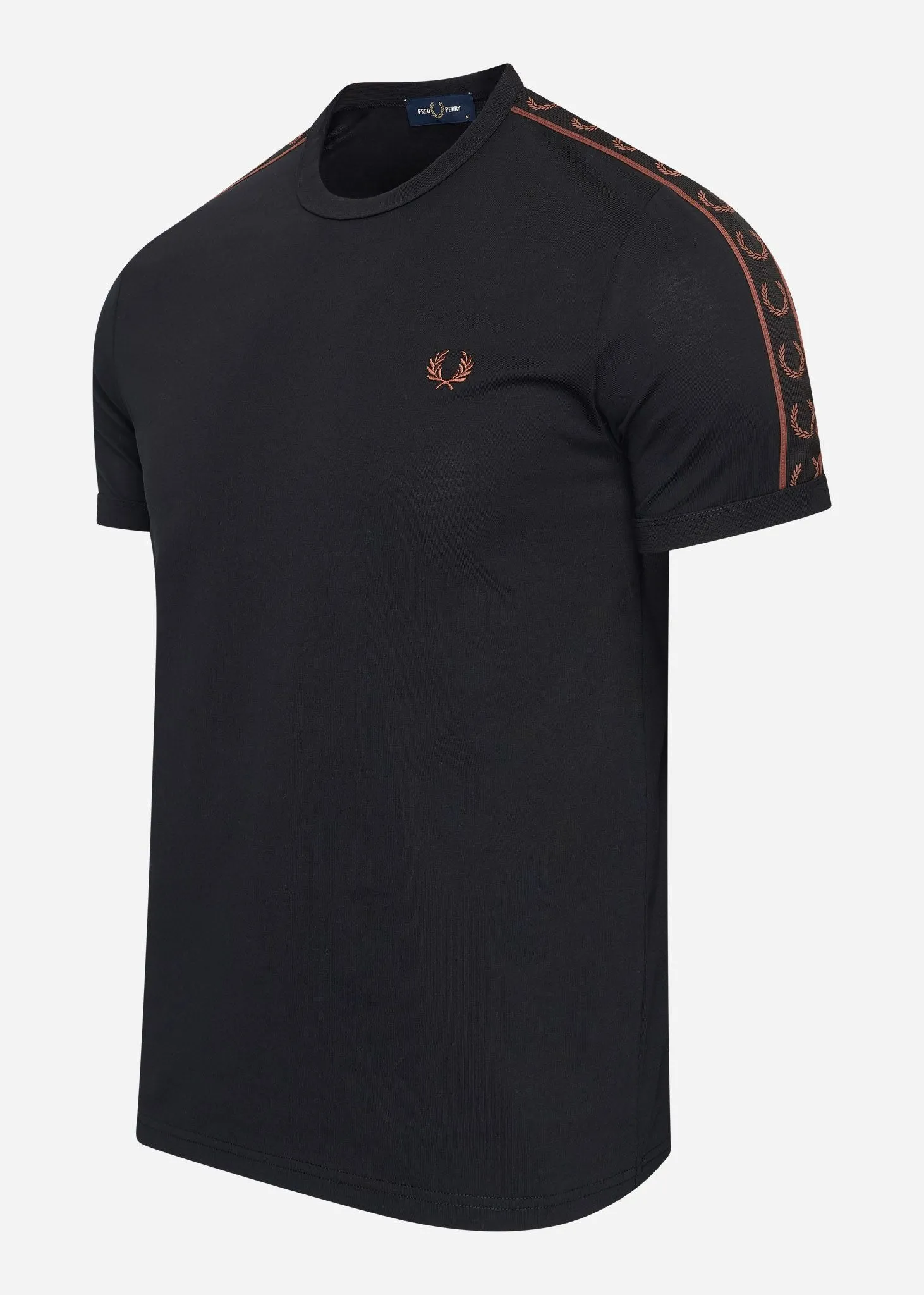 Contrast tape ringer t-shirt - black whisky brown