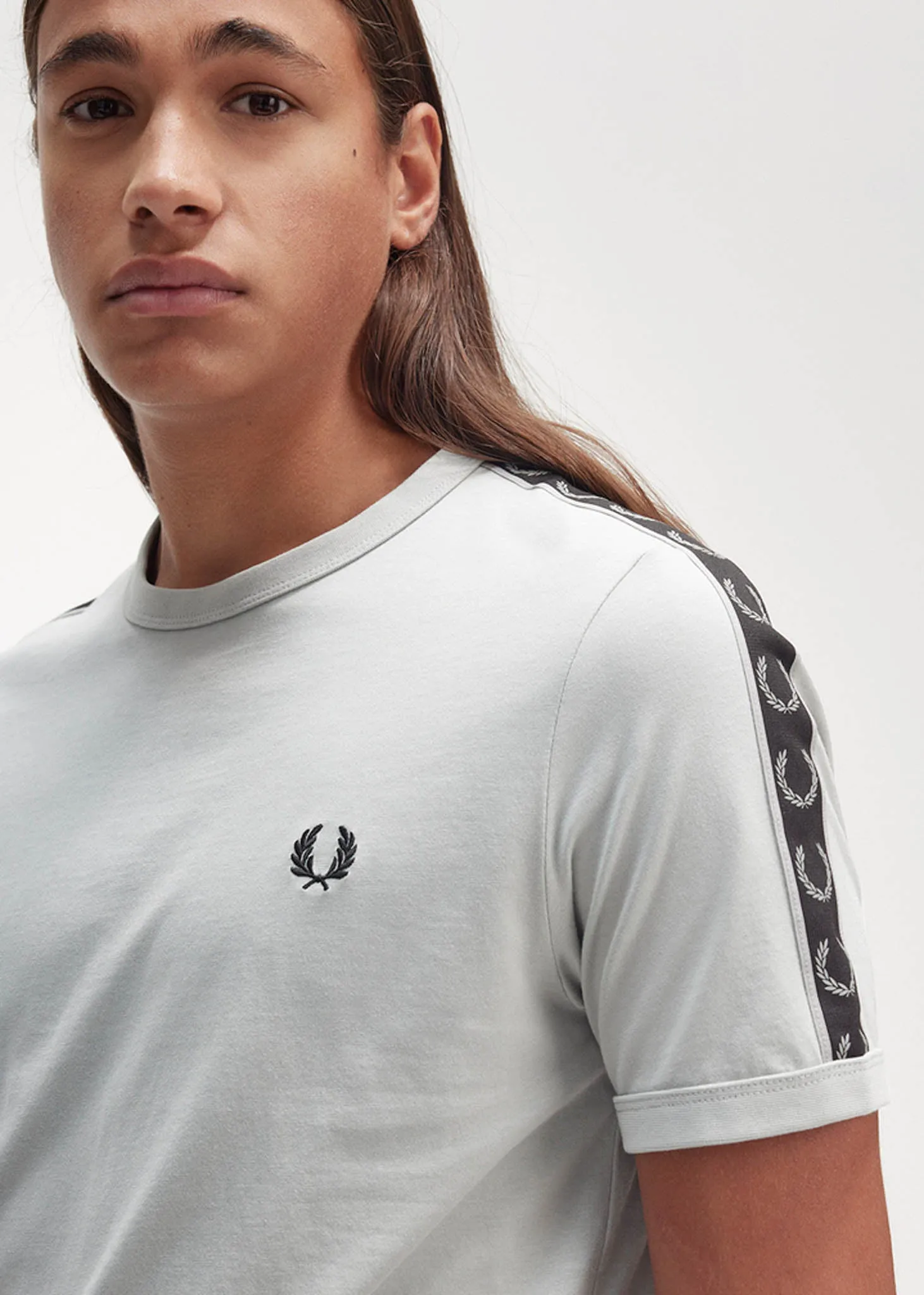 Contrast tape ringer t-shirt - limestone black