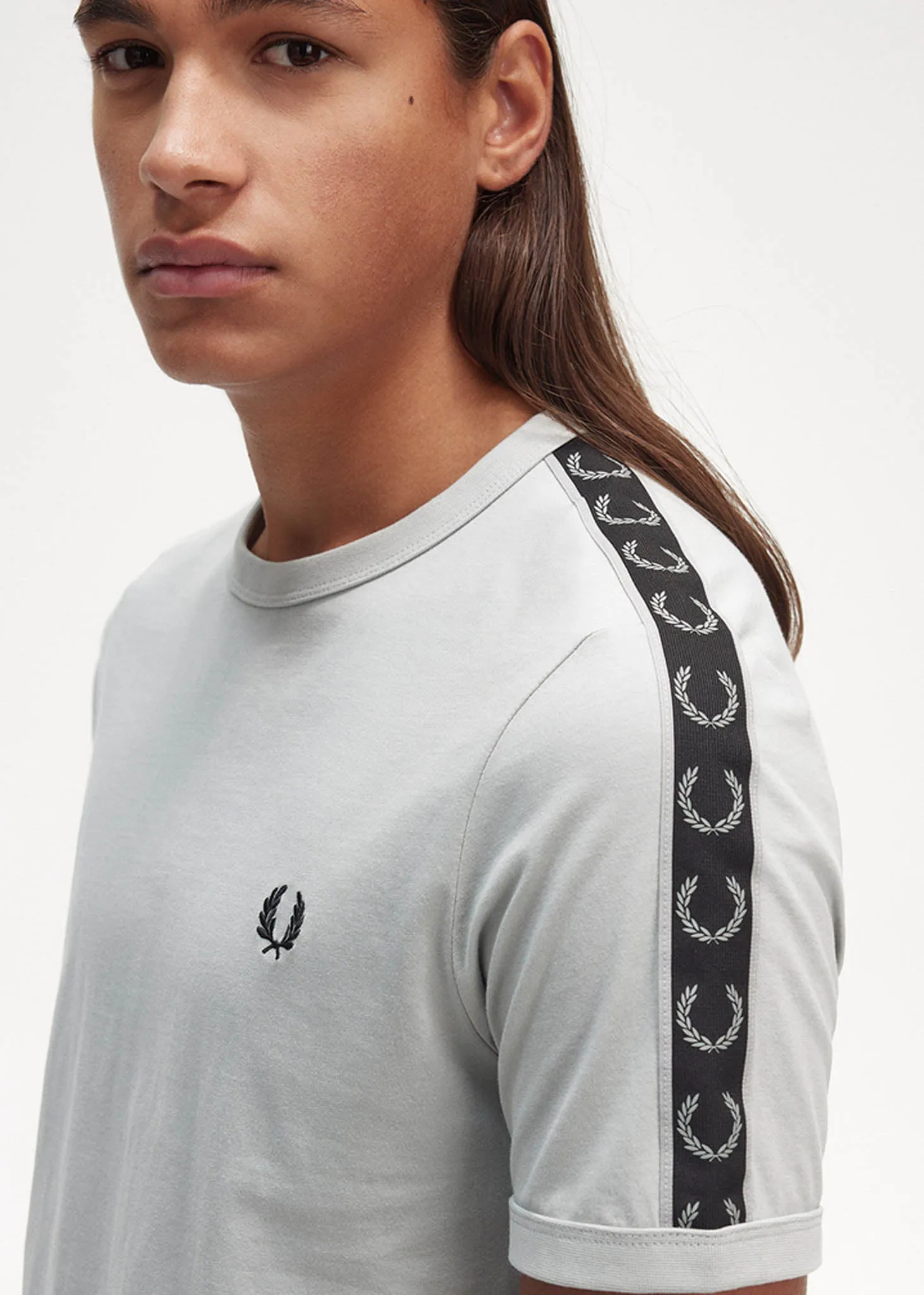 Contrast tape ringer t-shirt - limestone black