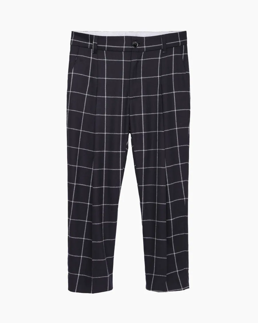 Cropped Windowpane Trousers