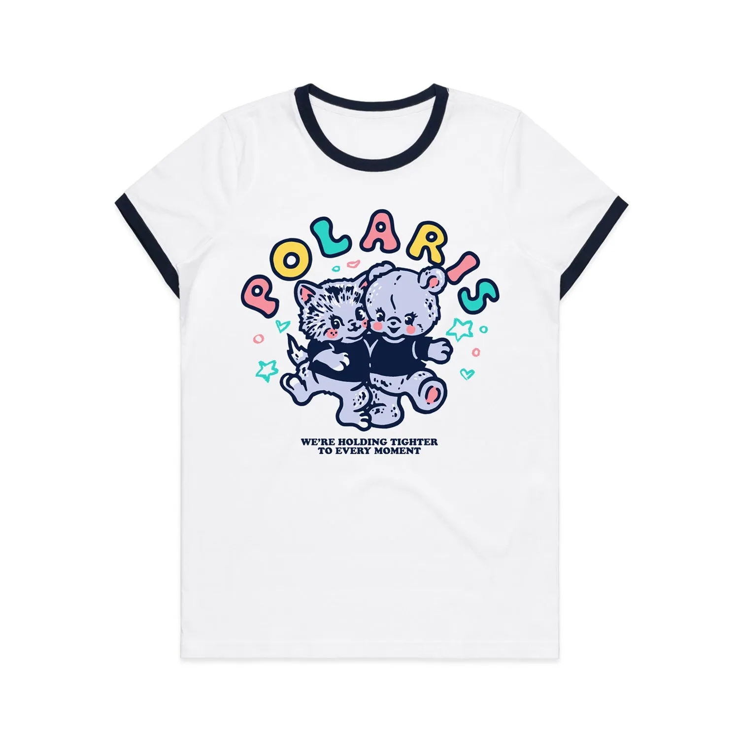 Cute Womens Ringer T-Shirt (White/Navy)