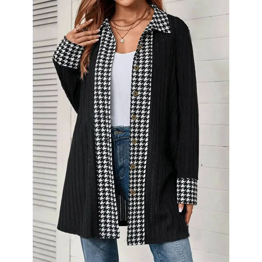 Elevate Your Wardrobe with Timeless Luxury Houndstooth Cardigan