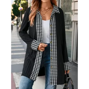 Elevate Your Wardrobe with Timeless Luxury Houndstooth Cardigan