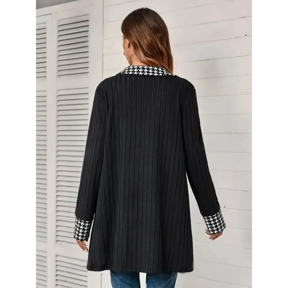 Elevate Your Wardrobe with Timeless Luxury Houndstooth Cardigan