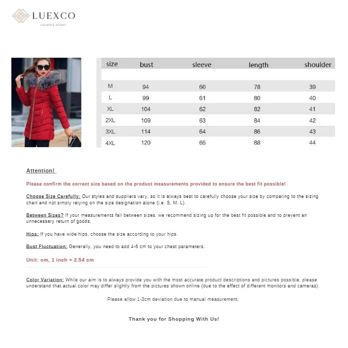 Luexco Women's Bubble Winter Coat Detachable Hood