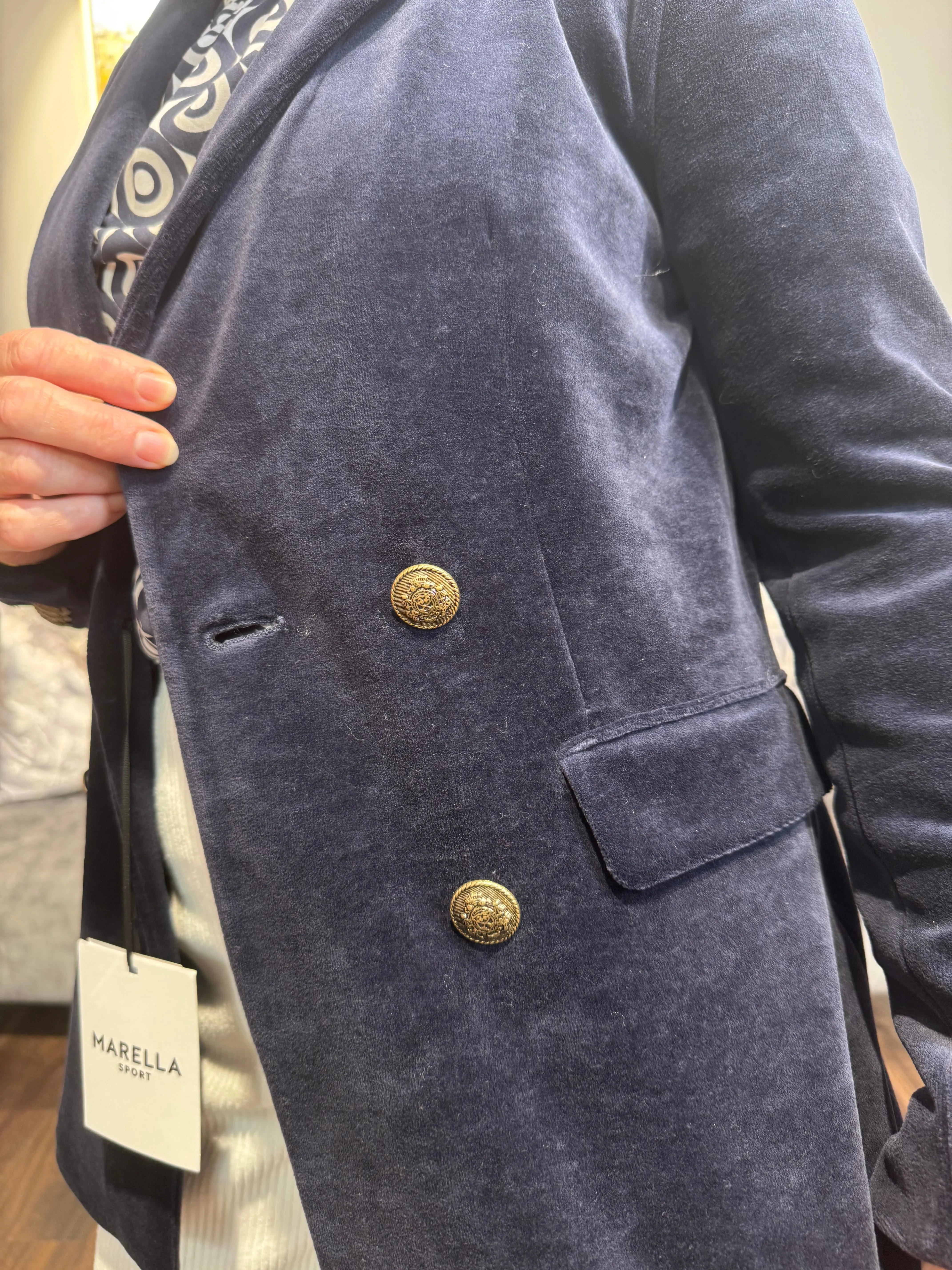 MARELLA Velvet Navy Blazer