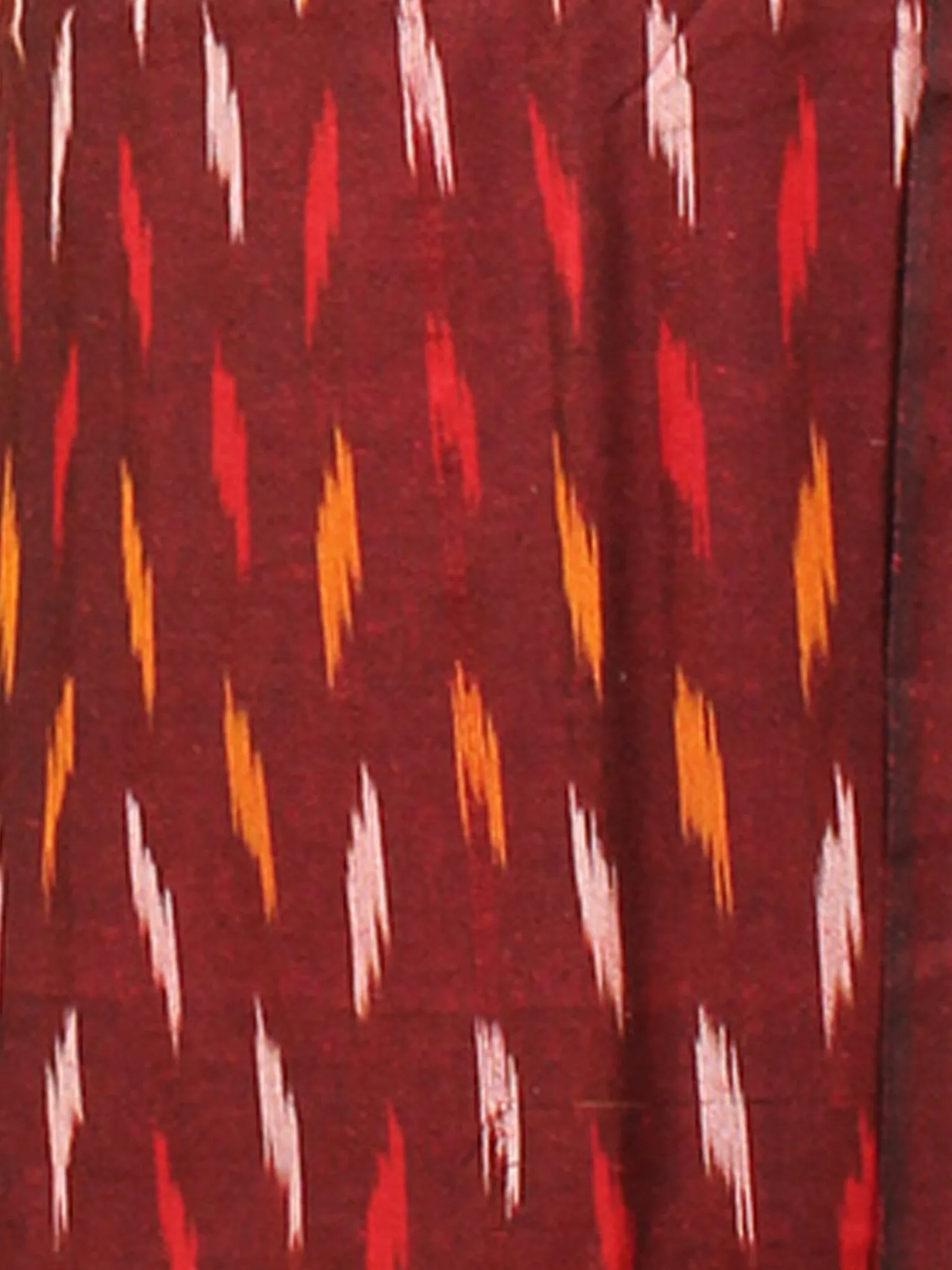 Maroon Yellow White Ikat Handwoven Cotton Suit Fabric Set of 3 - S1002027