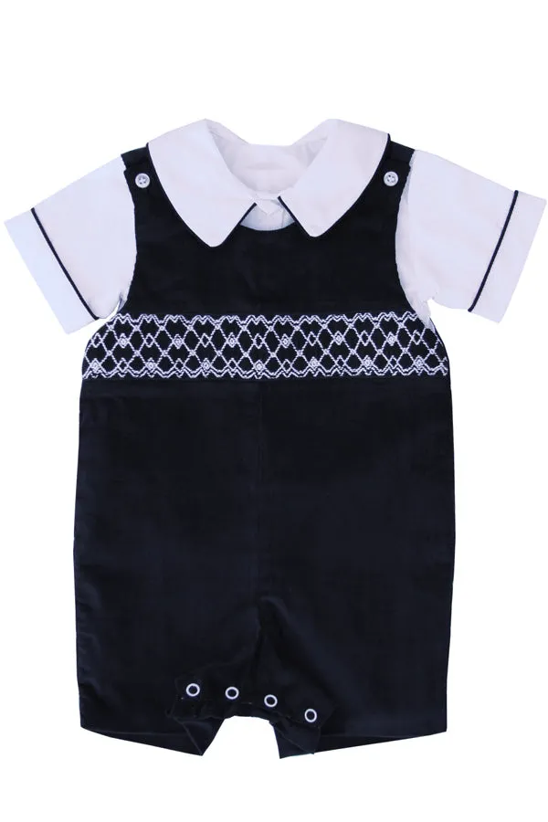Navy Cord Girls Smocked Bishop Dress Christmas and Special Occasions