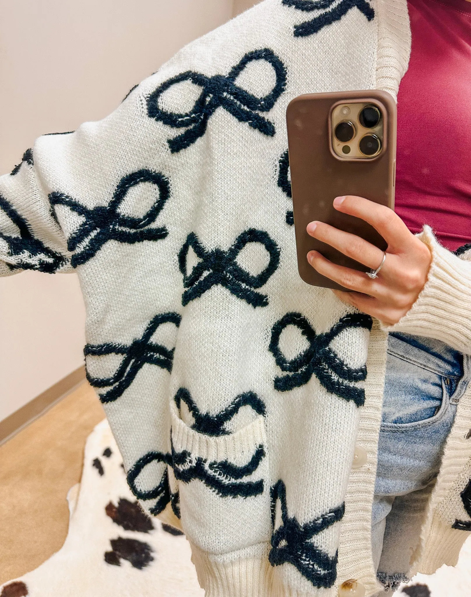 Put A Bow On It Sweater Cardigan -2 Colors