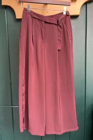 Re-Wear Ichi Maroon Cropped Belted Trousers