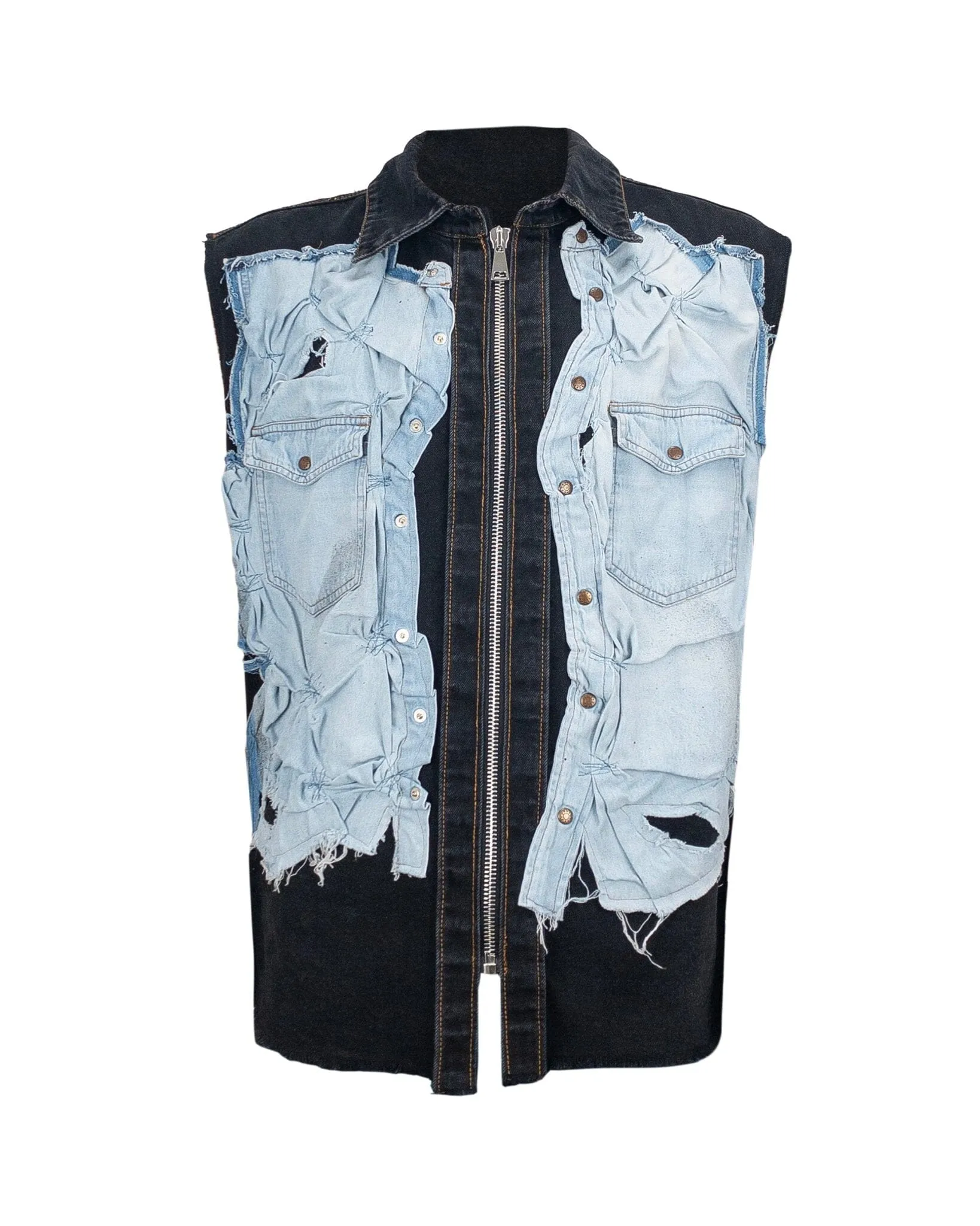 Shirt Over Denim Sleeveless