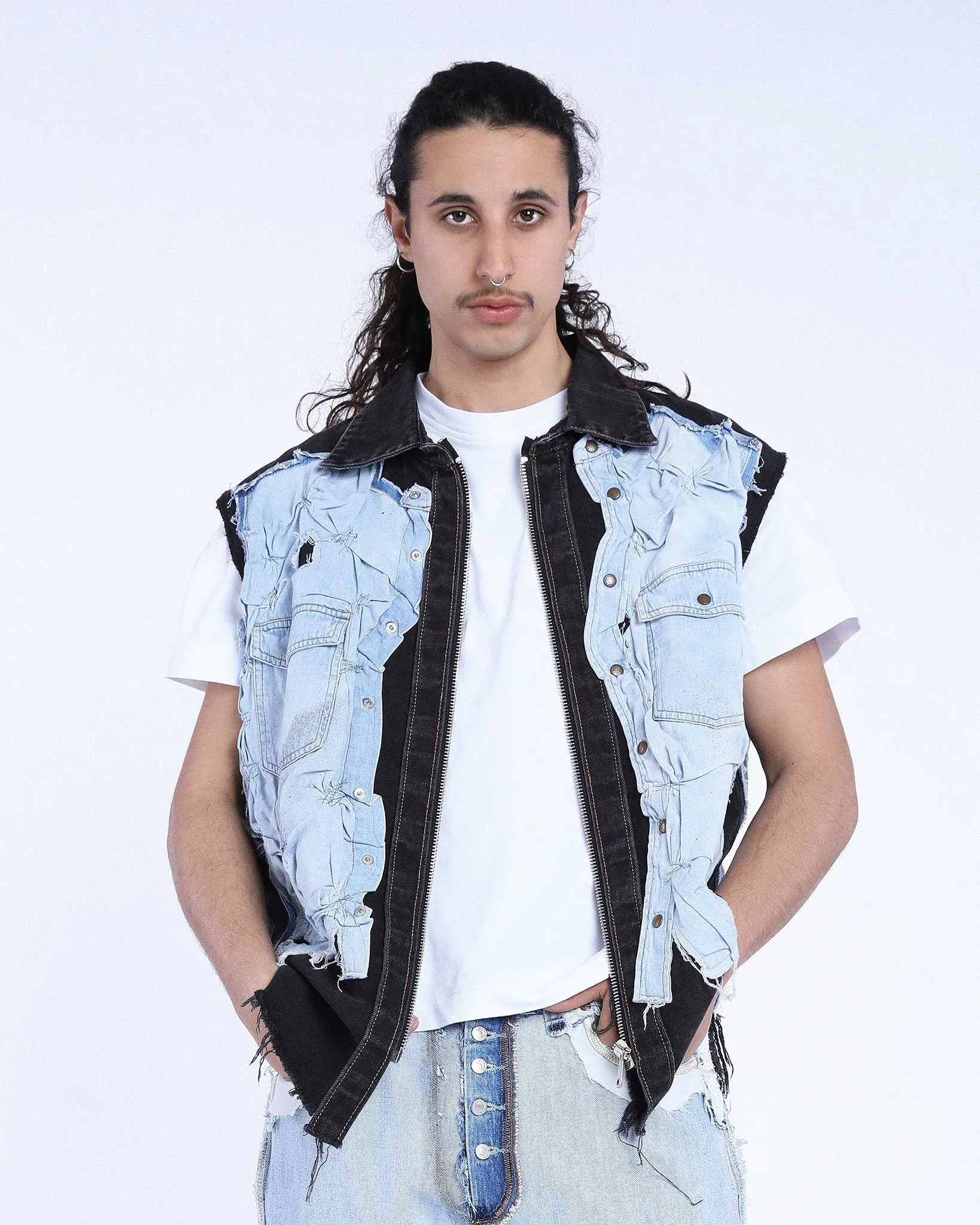 Shirt Over Denim Sleeveless