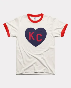 Vintage White & Red KC Heart Unisex Ringer