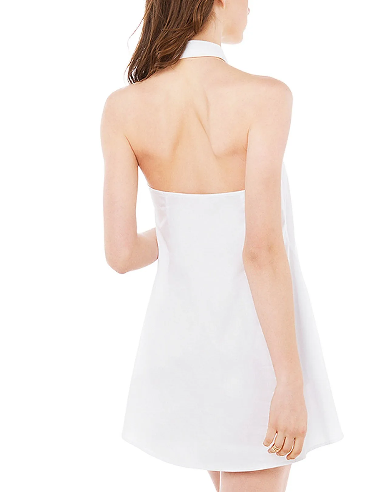Wholesale Halter Sleeveless White Shirt Dresses