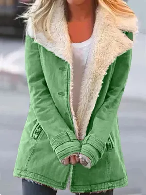 Women's Casual Denim Warm Winter Coat with Faux Fur | Perfect for Casual Days