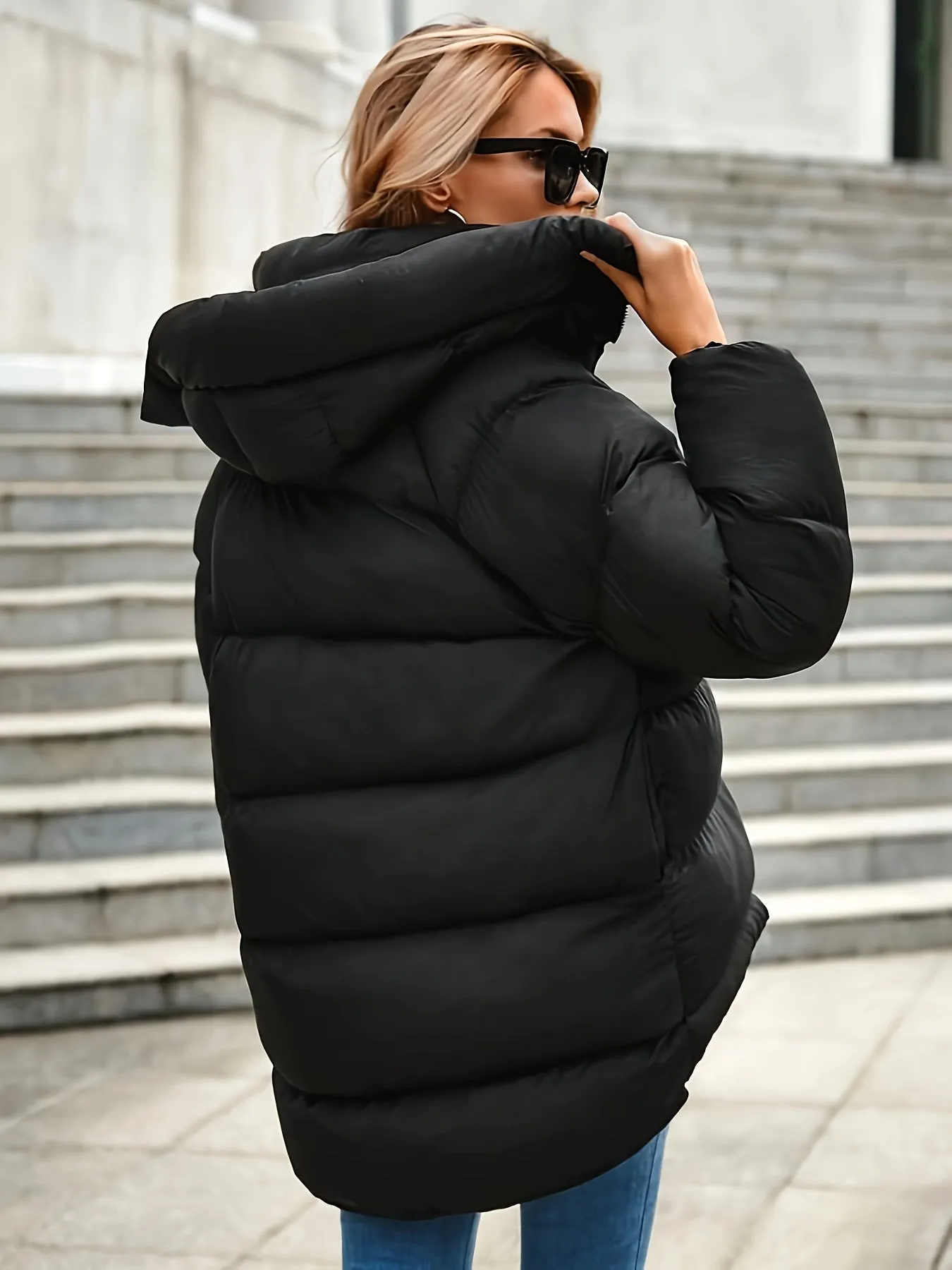 Women's Casual Warm Solid Colour Zip-up Fluffy Winter Coat | Perfect for Outdoor Activities