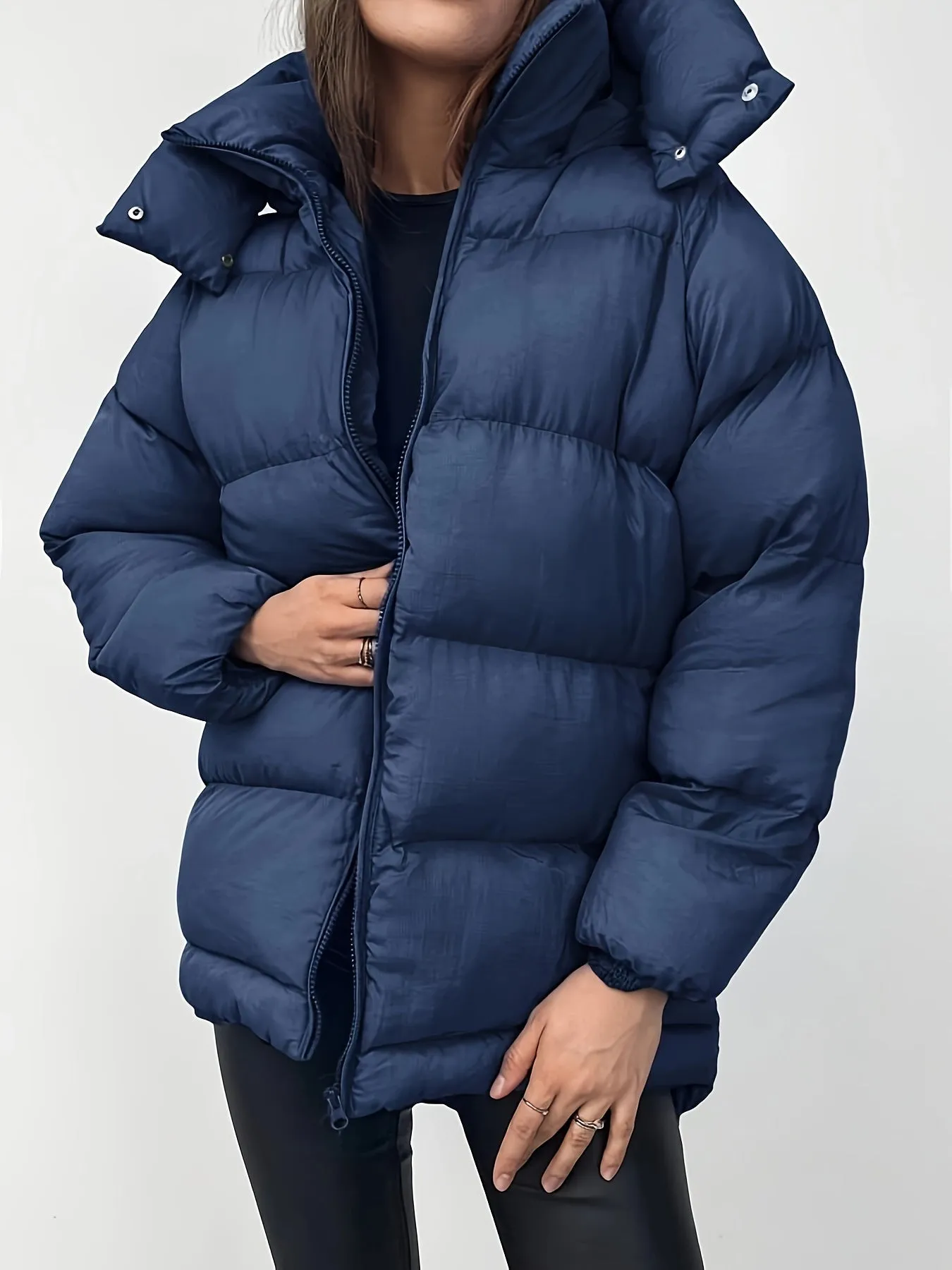 Women's Casual Warm Solid Colour Zip-up Fluffy Winter Coat | Perfect for Outdoor Activities